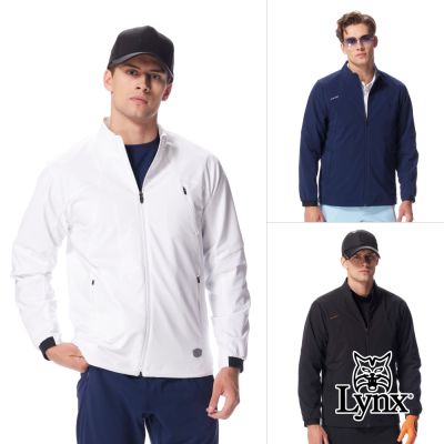 【Lynx Golf】首爾高桿風格！男款吸濕快乾彈性刷毛內裡三口袋立領風衣夾克(三色)