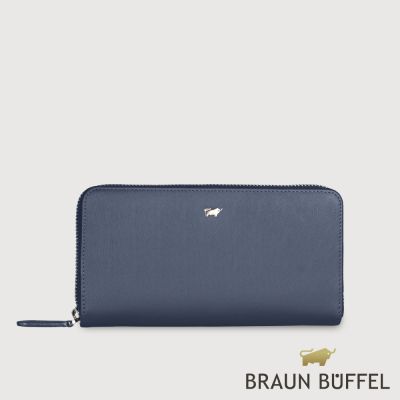 【BRAUN BUFFEL 德國小金牛】台灣總代理 HOMME-M 12卡拉鍊長夾-深藍色/BF306-602-MAR