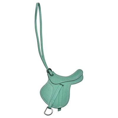 HERMES PADDOCK SELLE馬鞍造型小牛皮鑰匙圈/吊飾(綠色)