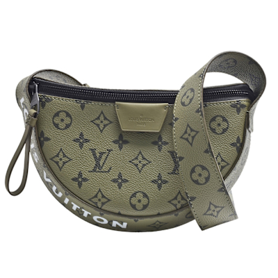 LOUIS VUITTON路易威登 LV M23838 Moon經典Monogram帆布半圓彎月斜背包(綠色)