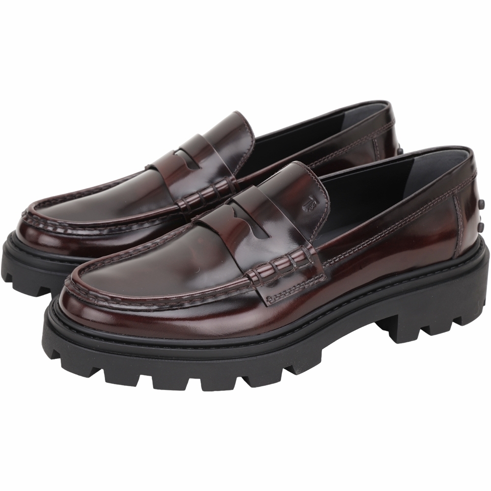 TOD S 漆皮小牛皮厚底樂褔鞋-2色可選 (酒紅色)