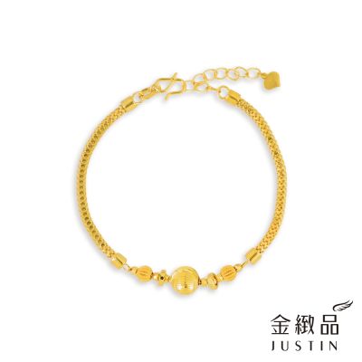 金緻品 黃金手鍊 燈籠刻花球 2.25錢