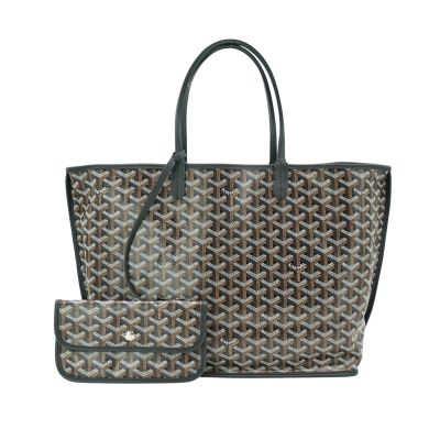 Goyard 展示品 Anjou PM 印花帆布拚牛皮雙面手提托特包(黑)