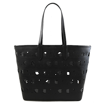 MICHAEL KORS ELIZA 車線穿孔造型肩背包/托特包(黑)
