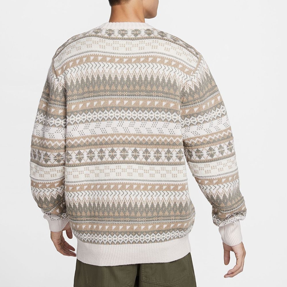 Nike As M Nl Fair Isle Crew Sweater 長袖男款白棕色毛衣FZ0126-105