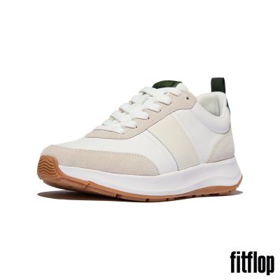 【FitFlop】F-MODE FLOW MENS 皮革/麂皮休閒鞋-男(都會白/石色)