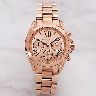 Michael Kors 羅馬假期三眼計時腕錶 寵愛媽媽 送禮推薦-玫瑰金 MK5799
