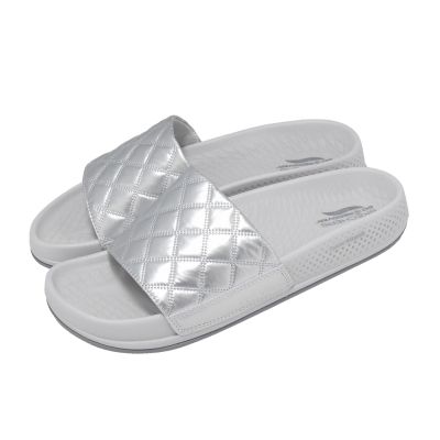 Skechers 拖鞋 Arch Fit Hyper Slide 女鞋 銀 灰 彈力涼拖鞋 141711SIL