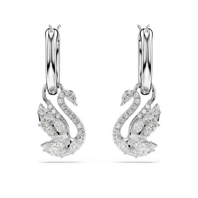 SWAROVSKI 施華洛世奇 Swan 經典優雅天鵝可拆卸式垂墜耳環 周年慶獻禮 送禮推薦 5759942