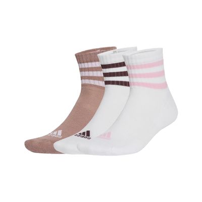 adidas 休閒襪 3S C SPW Mid Socks 白 粉紅 條紋 中筒 短襪 襪子 愛迪達 3雙入 JG3700