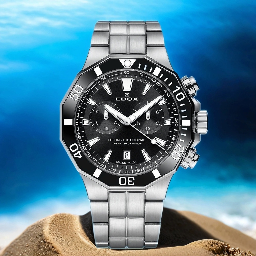 EDOX Delfin 海豚200米潛水計時手錶 開學換新季 送禮推薦-43mm E10112.3NM.NIN