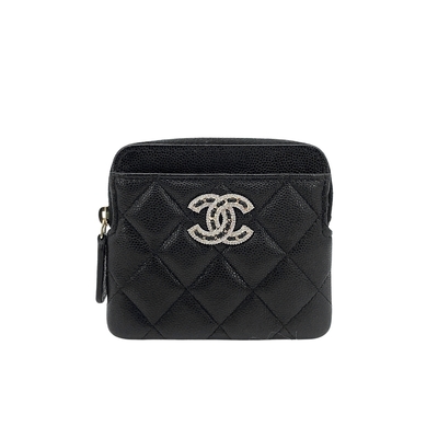 二手品Chanel 菱格紋牛皮拉鍊吐司零錢包(AP2741-黑) | CHANEL
