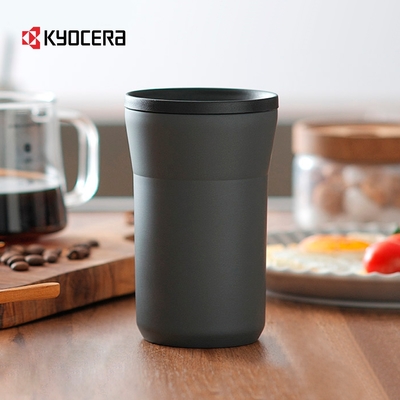 【KYOCERA】日本京瓷陶瓷塗層滑蓋保溫隨行杯-350ml(米白)