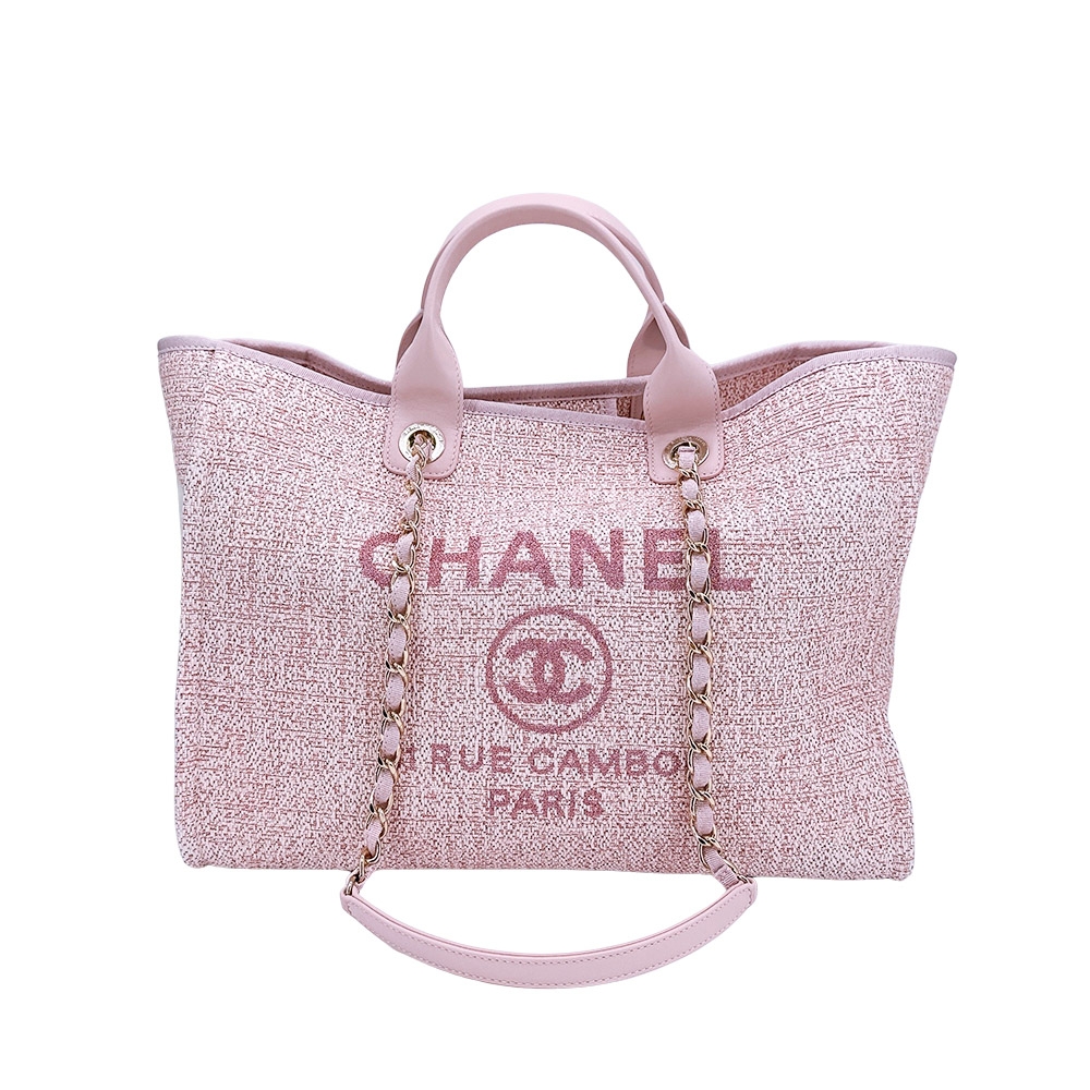 ななこ CHANEL Chanel Deauville 金蔥沙灘手提肩背二用包(A66941-粉紅) | 肩背包/購物