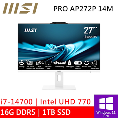 MSI微星 微星 PRO AP272P 14M-497TW 27型 白(i7-14700/16G/1TB SSD/W11P)