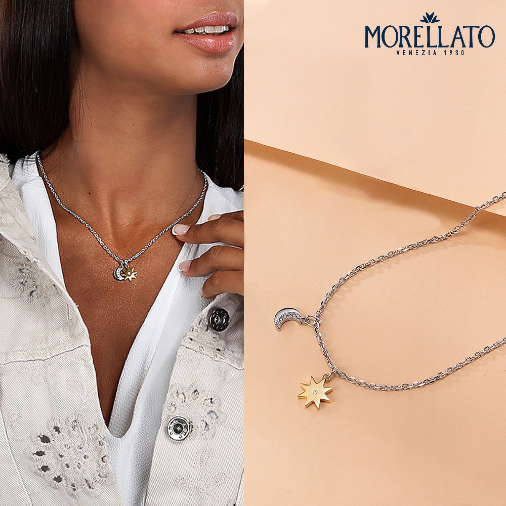 Morellato TALISMANI系列 不鏽鋼 雙色星月閃耀項鍊 SAUY03