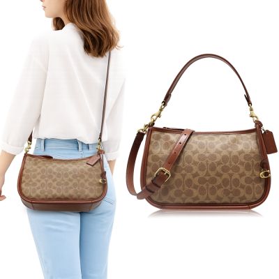 COACH 經典 PVC / 專櫃款 / 兩用 斜背包(棕褐)