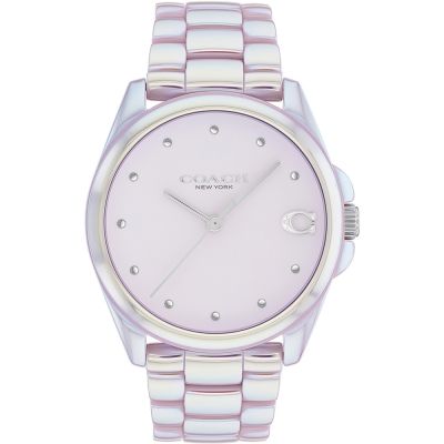 COACH 官方授權 Greyson 時尚珍珠粉紅陶瓷錶-女錶(CO14504391)36mm