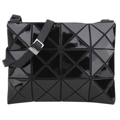 ISSEY MIYAKE  BAOBAO -  原色透幾何方格3X4肩斜扁包(亮黑)