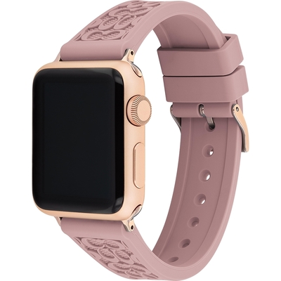 COACH Apple Watch 錶帶 38/40mm 適用 矽膠錶帶 周年慶好禮 送禮首選- 煙燻粉x玫瑰金(不含手錶)