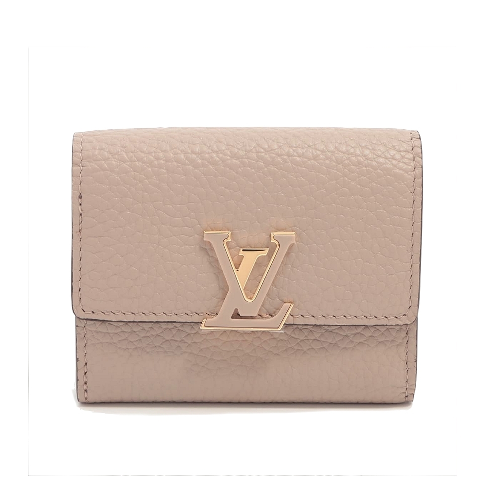 小物 LOUIS VUITTON Louis Vuitton M68747 CAPUCINES XS 金屬LOGO皮革短夾(卵石色) | LV