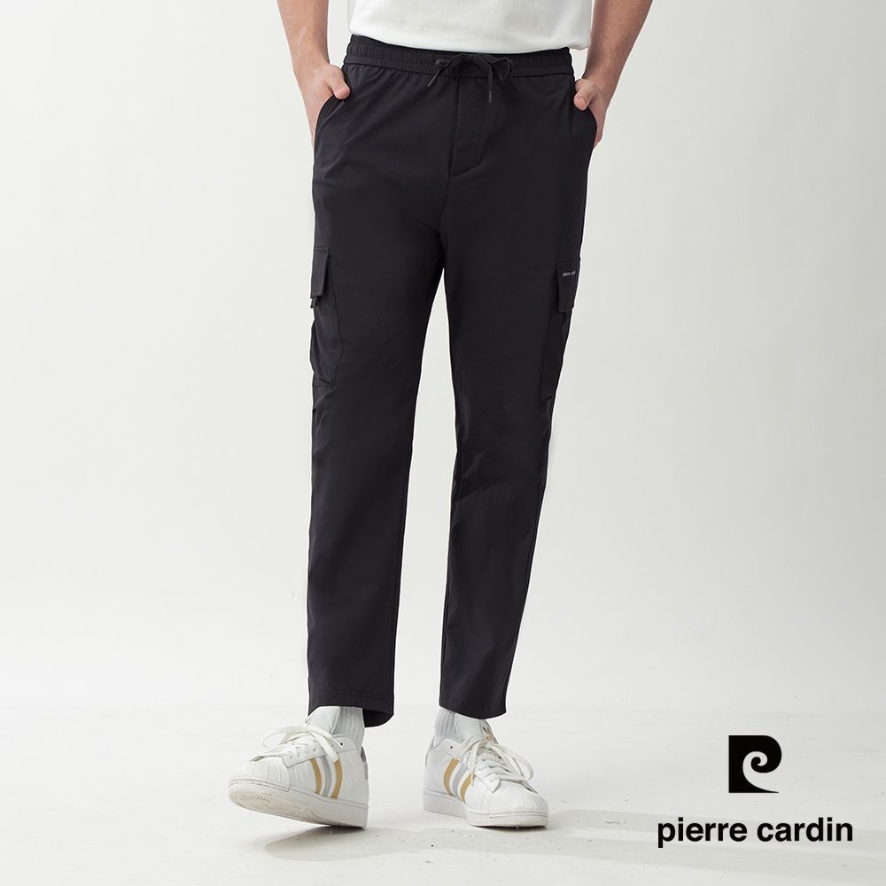 pierre cardin 皮爾卡登 網路獨家 男女款 快乾透氣輕量機能工裝長褲/寬褲(多色任選) (男款-黑色)