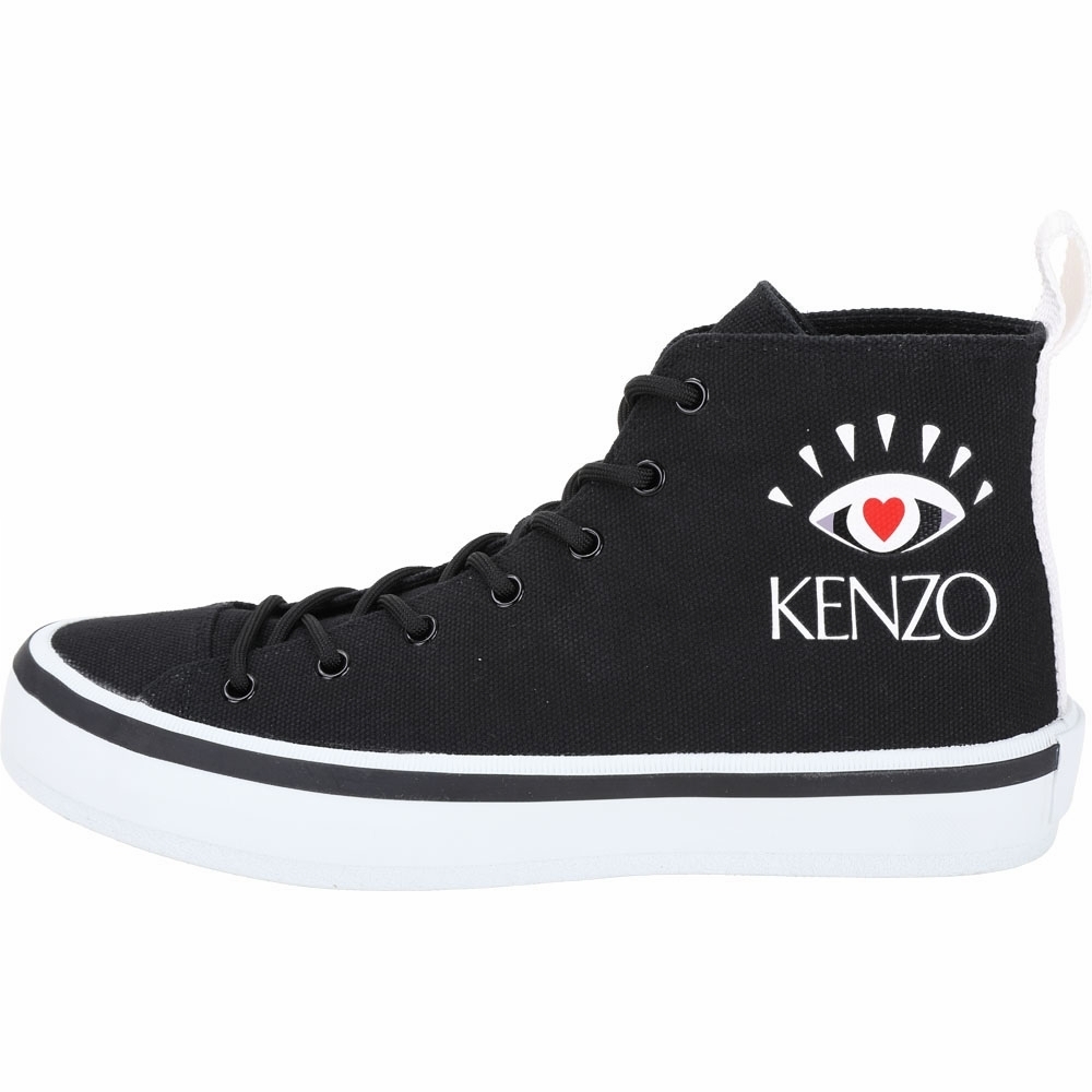 KENZO K-Street 眼冒愛心高筒帆布鞋(男款/黑色)