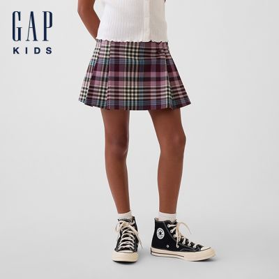 【GAP】兒童格紋百褶褲裙-彩色格紋(912189)