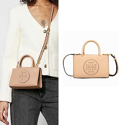 TORY BURCH Ella Bio 迷你款 雙T浮雕皮革托特包(多色)