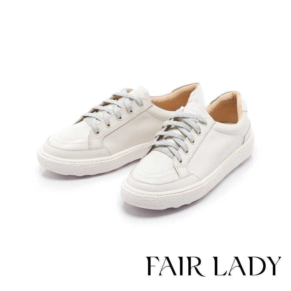 FAIR LADY 軟實力 百搭真皮小白休閒鞋 銀 (503103)