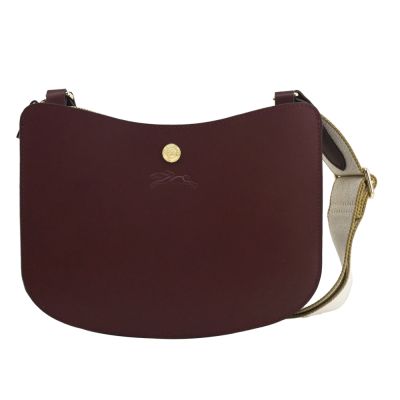 LONGCHAMP ÉPURE系列滑面小牛皮雙層斜背包(酒紅)