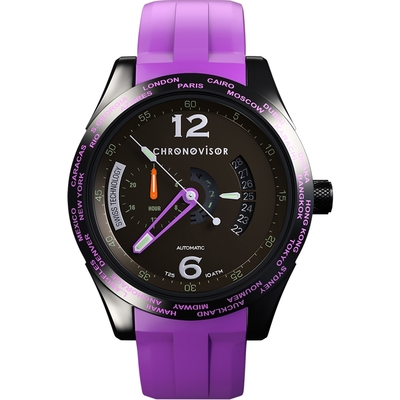 Chronovisor Watch 格樂威治 PIONEER系列 獨立三針機械腕錶-43mm紫 CVGM7102-R-PU
