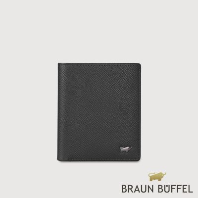【BRAUN BUFFEL 德國小金牛】台灣總代理 HOMME-ZW 6卡直立短夾-黑色/BF599-306-BK
