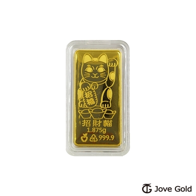 JoveGold漾金飾 貓貓招財黃金條塊 - 0.5臺錢(金重五分)