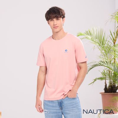 Nautica 官方旗艦 男裝 藍莓圖騰刺繡涼感短袖T恤-粉紅色