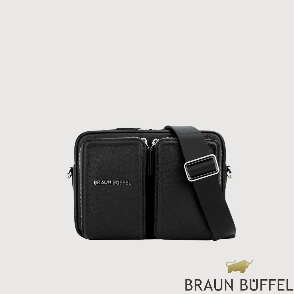 【BRAUN BUFFEL 德國小金牛】台灣總代理 布洛 橫式斜背包-黑色/BF572-61-BK