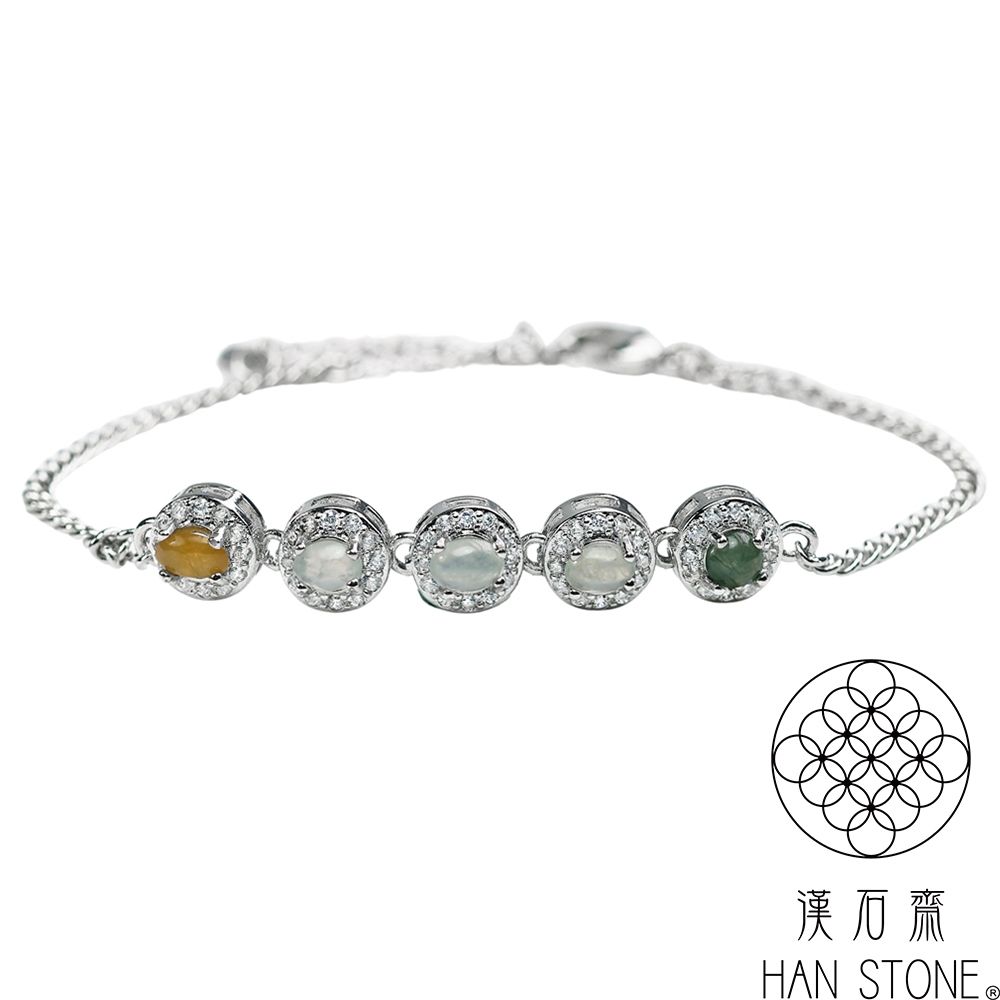 漢石齋】天然翡翠A貨小蛋面設計手鍊冰種(3*3.8mm*5pcs) | 漢石齋