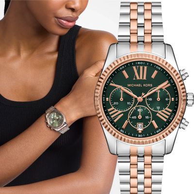 Michael Kors MK Lexington 羅馬三眼計時手錶 夏日煥新提案 送禮推薦-綠/38mm MK7610