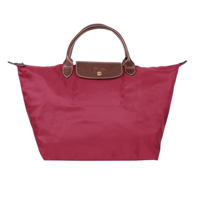 LONGCHAMP 經典短把尼龍中型水餃包(亮紅色)M