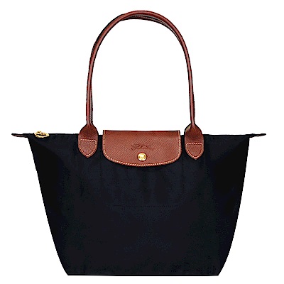 LONGCHAMP LE PLIAGE系列長把再生尼龍摺疊水餃包(中/黑)