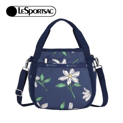 Lesportsac Small Jenni Crossbody 斜背手提水桶包 兩用包 側背包 女包 開學購物季 送禮 禮物 推薦-海軍藍花卉黑