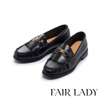 FAIR LADY 小時光 英倫流蘇圓頭爺爺風圓頭樂福鞋 黑 (5A3128)