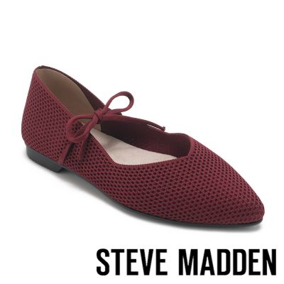 STEVE MADDEN-彈性布面綁帶平底娃娃鞋 AILEE-紅色