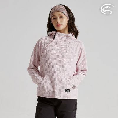 ADISI 女Hollow環保紗保暖快乾連帽上衣 AL2521073 霜粉 (M-XL)｜山形刷毛 速乾 吸濕排汗