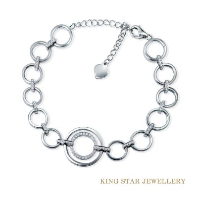 King Star 圓圈925純銀真鑽手鍊(時尚造型款)