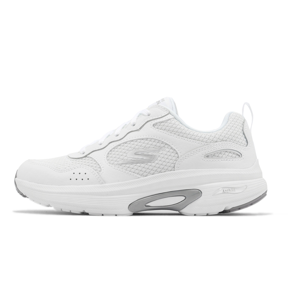 Skechers 慢跑鞋Go Run Arch Fit-Easy Road 女鞋白銀老爹鞋運動鞋小白
