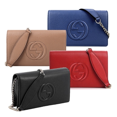 【GUCCI 古馳】598211 經典SOHO系列鍊帶WOC手拿/斜背包(顏色任選)