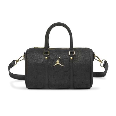 Nike 行李袋 Jordan Monogram Mini 黑 金 滿版 旅行包 圓筒包 JD2543016AD-001