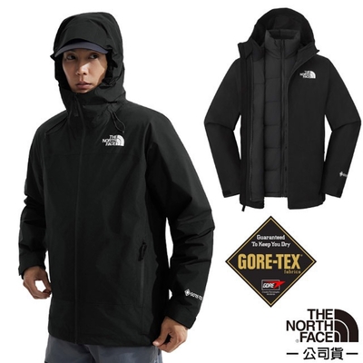 【The North Face】男 GORE-TEX 防風防水透氣二件式連帽外套(亞洲版型).風雨衣 83RR-4H0 宇宙黑