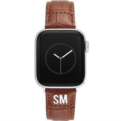 STEVE MADDEN Apple Watch 錶帶  ㄇ字皮錶帶-經典棕壓紋皮革質感錶帶